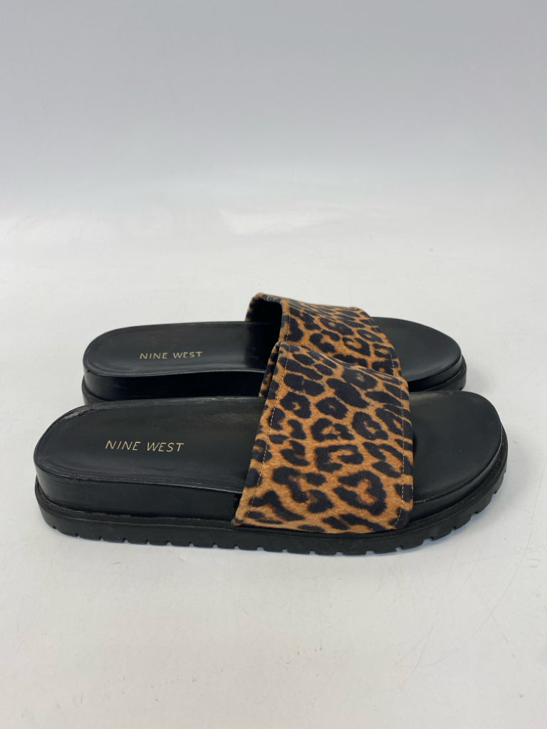 Nine West  Size 8 Brown Black Animal Print Sandals