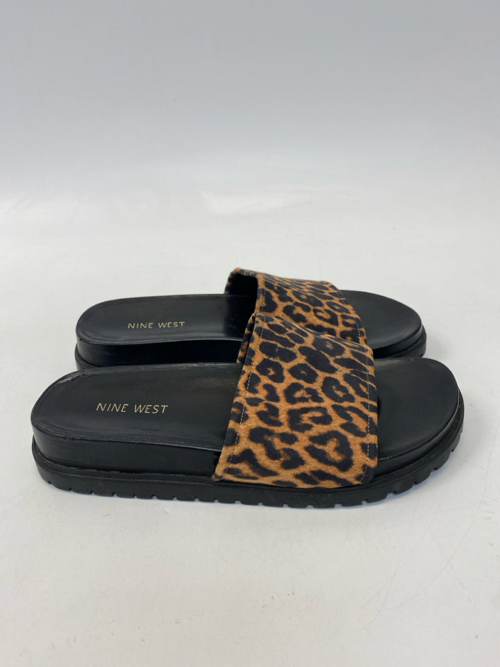 Nine West  Size 8 Brown Black Animal Print Sandals