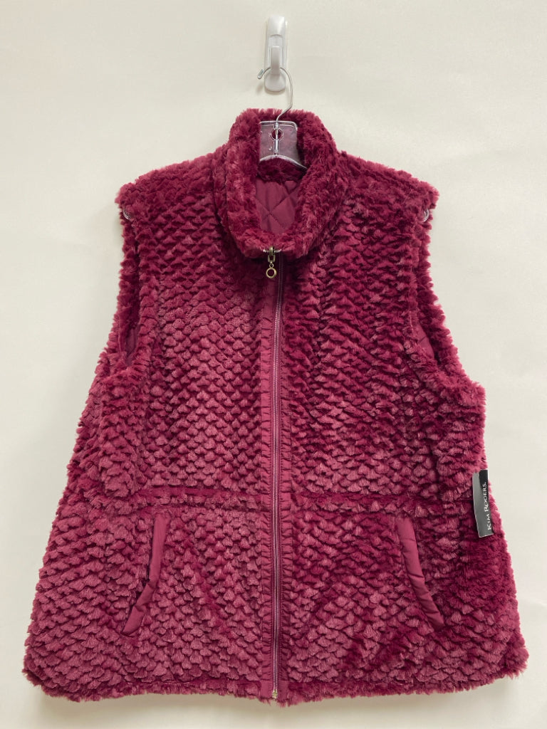 NWT Kim Rogers Size 2X Cranberry Fuzzy Zip Down Plus Size Vest