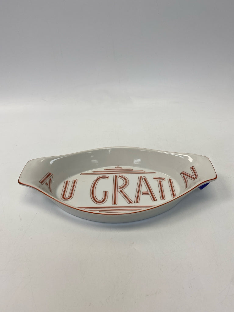 White Orange Words Ceramic Bakeware