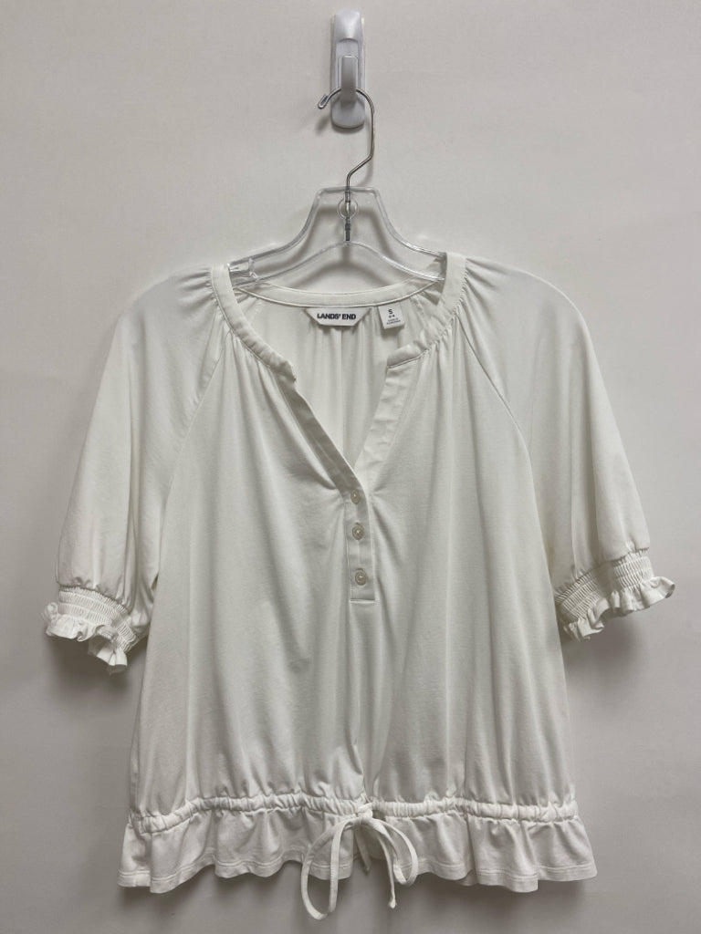 Lands End Size S White V Neck Ladies Top