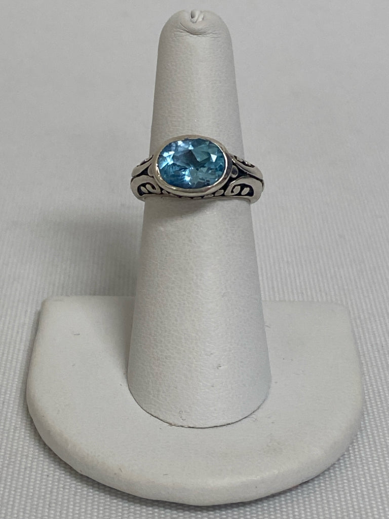 Teal Blue Silver Oval(s) Ring