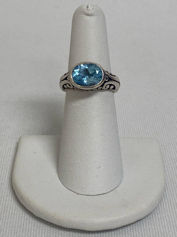 Teal Blue Silver Oval(s) Ring