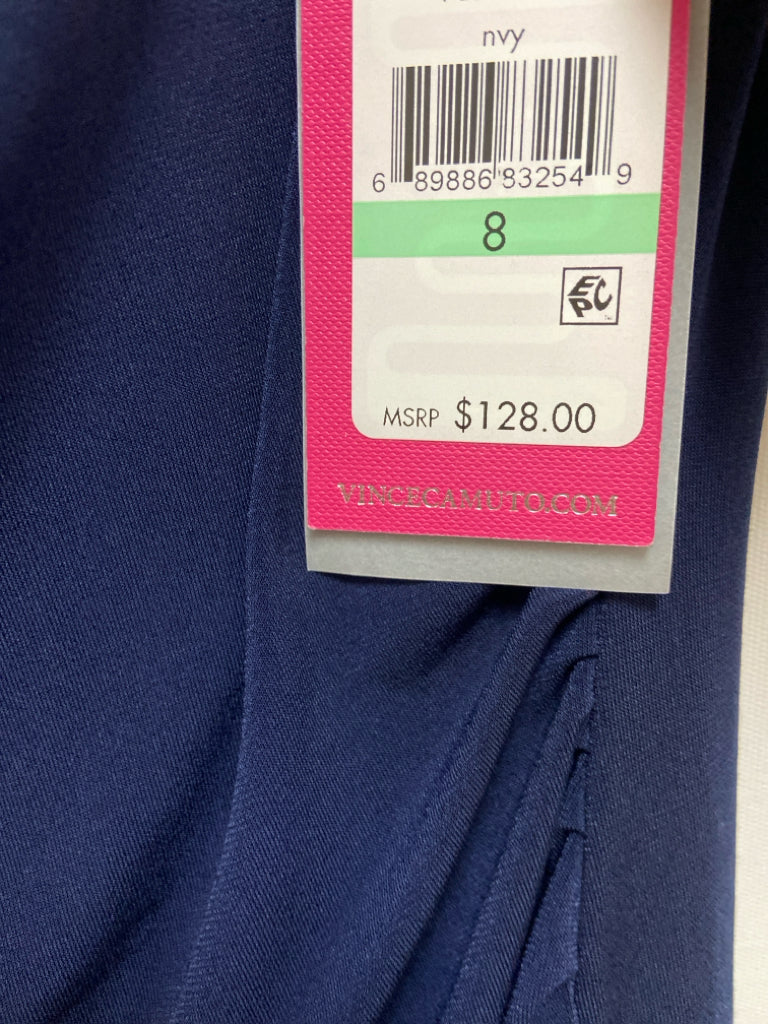 NWT VINCE CAMUTO Size 8 Navy Ruched 3/4 Sleeve Ladies Dress