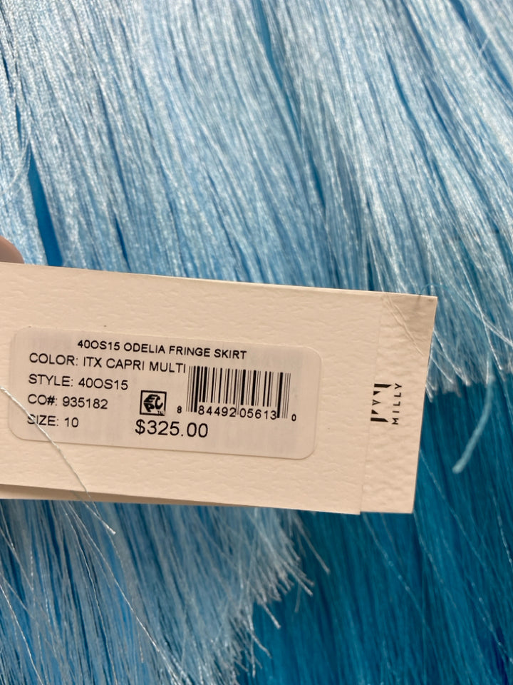NWT MILLY Size 10 Blue Fringe Ladies Skirt