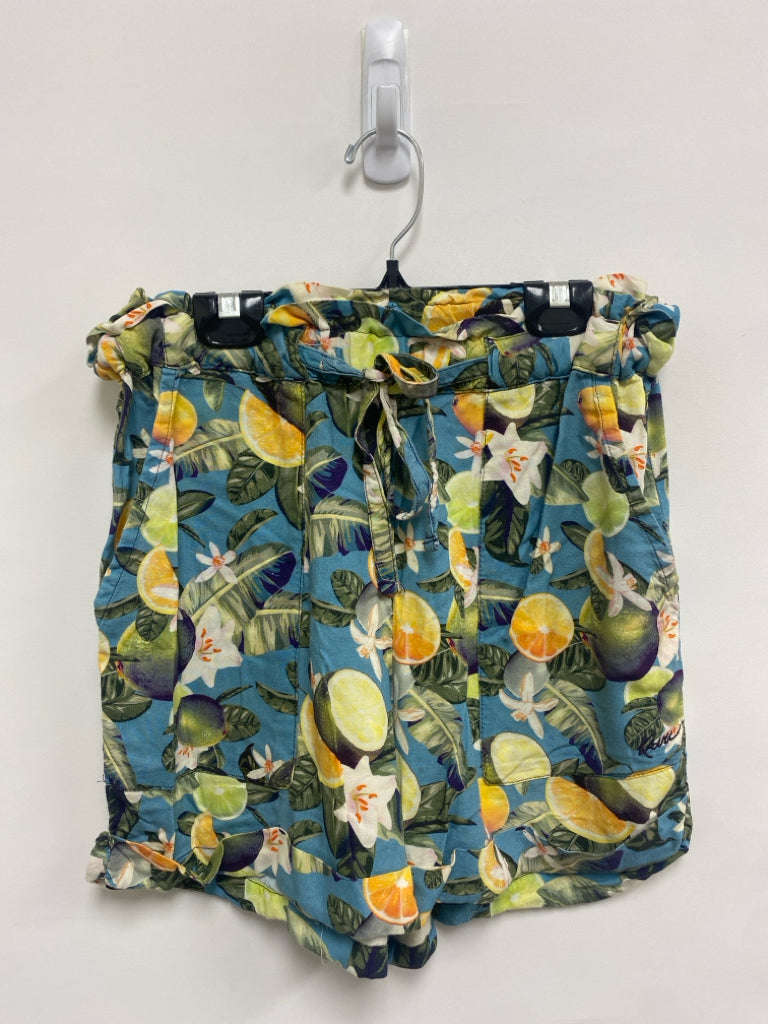 Kavu Size S Blue Green/Multi Lemons Ladies Shorts