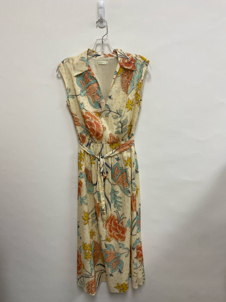 Spartina 449 Size S Cream/Coral Aqua/Yellow Assorted Print Ladies Dress