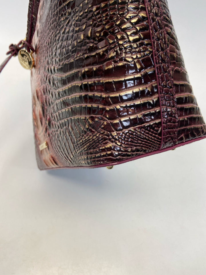 Brahmin Purple Coral Embossed Handbag