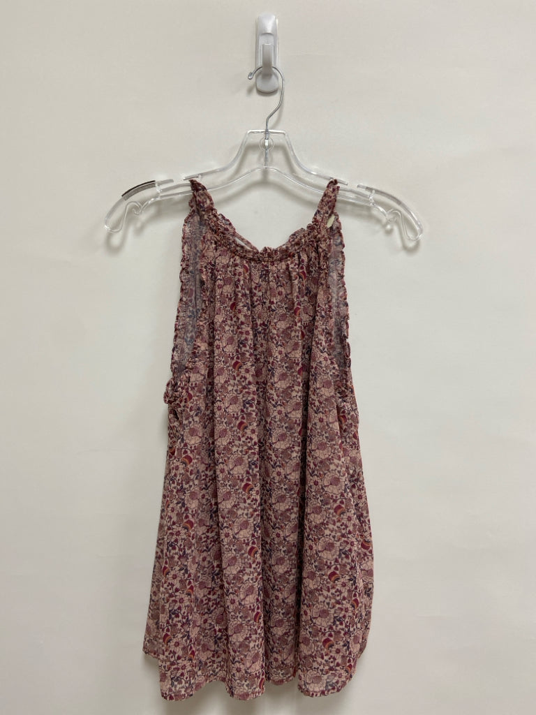 Liverpool Size M Dusty Pink Burgundy/Navy Flowers Sleeveless Ladies Top
