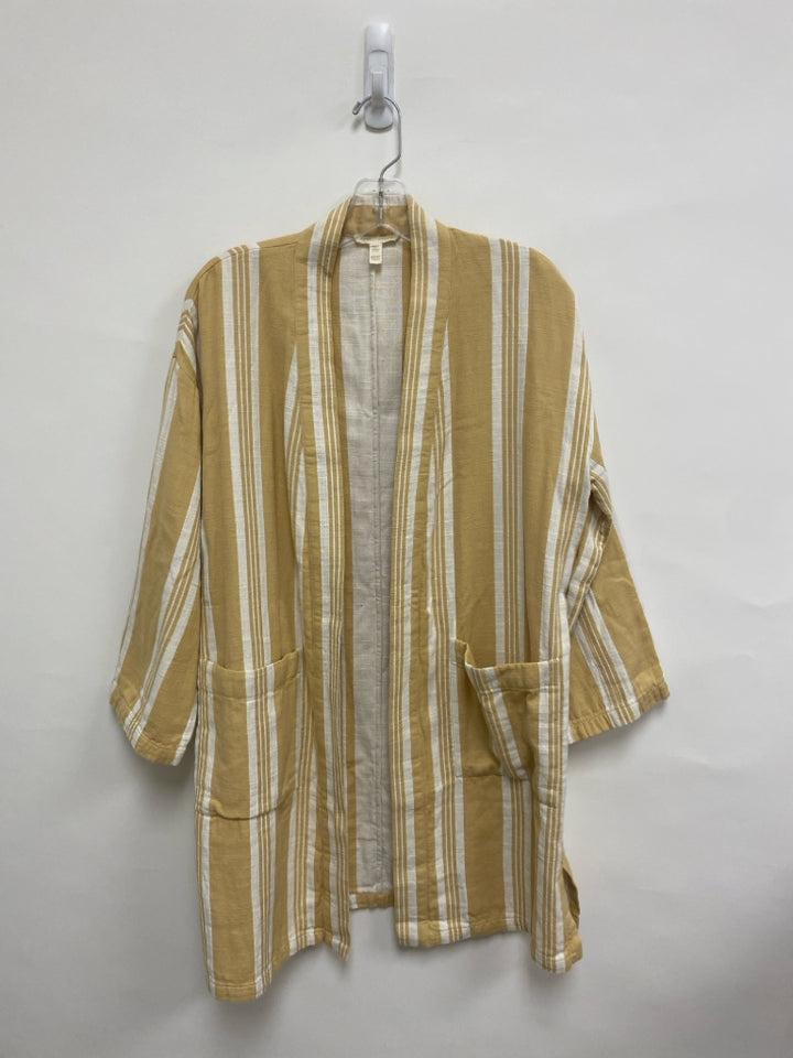 Eileen Fisher Size XXS Tan White Striped Sleeveless Ladies Jacket