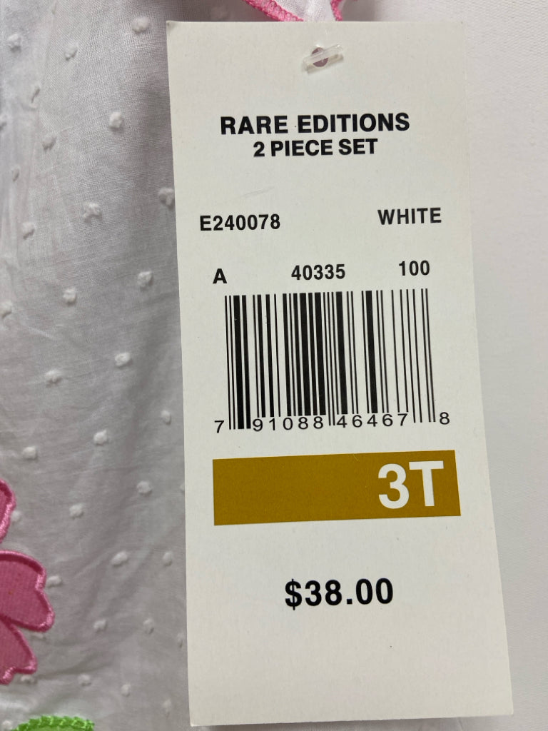 NWT Rare Editions SIZE 3T White Pink/Black Flowers Girl&