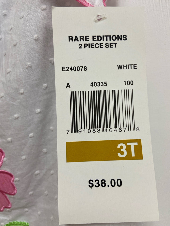 NWT Rare Editions SIZE 3T White Pink/Black Flowers Girl&