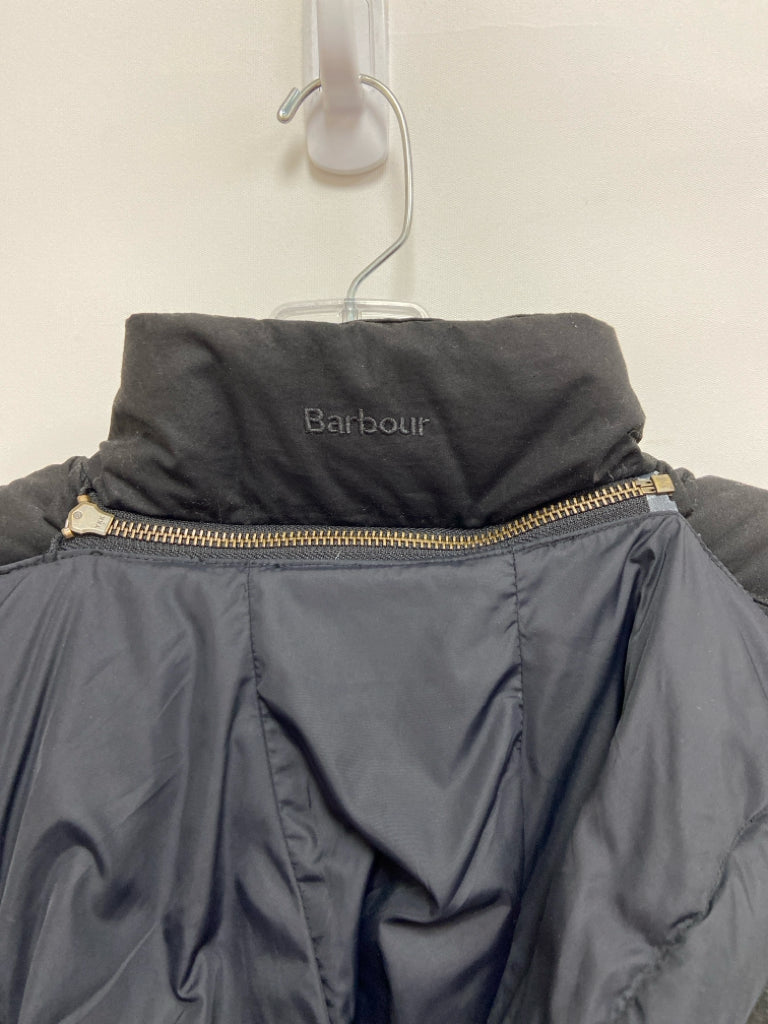 Barbour Size 8 Black Brown Hooded Down Ladies Vest