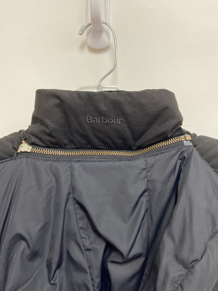 Barbour Size 8 Black Brown Hooded Down Ladies Vest