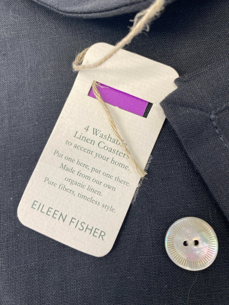 NWT Eileen Fisher Black Linen Coasters