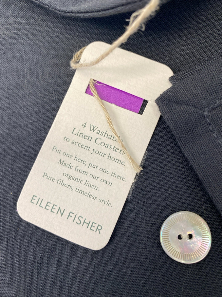NWT Eileen Fisher Black Linen Coasters