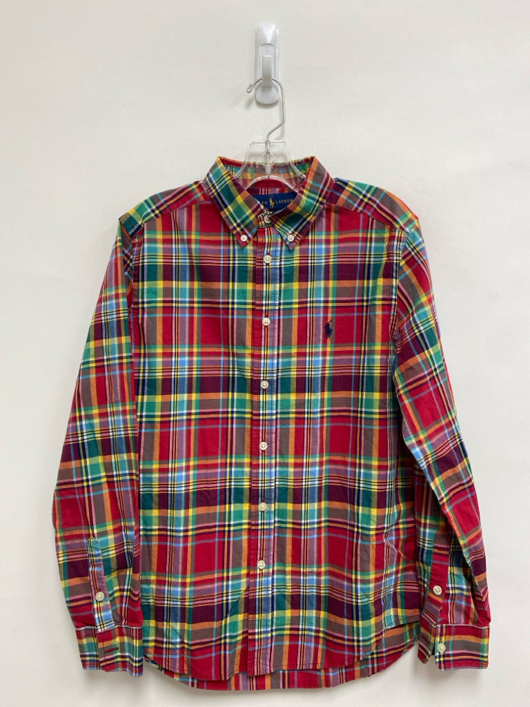 Ralph Lauren SIZE 14/16 Red/Green Navy/Yellow Plaid Long Sleeve Boy&