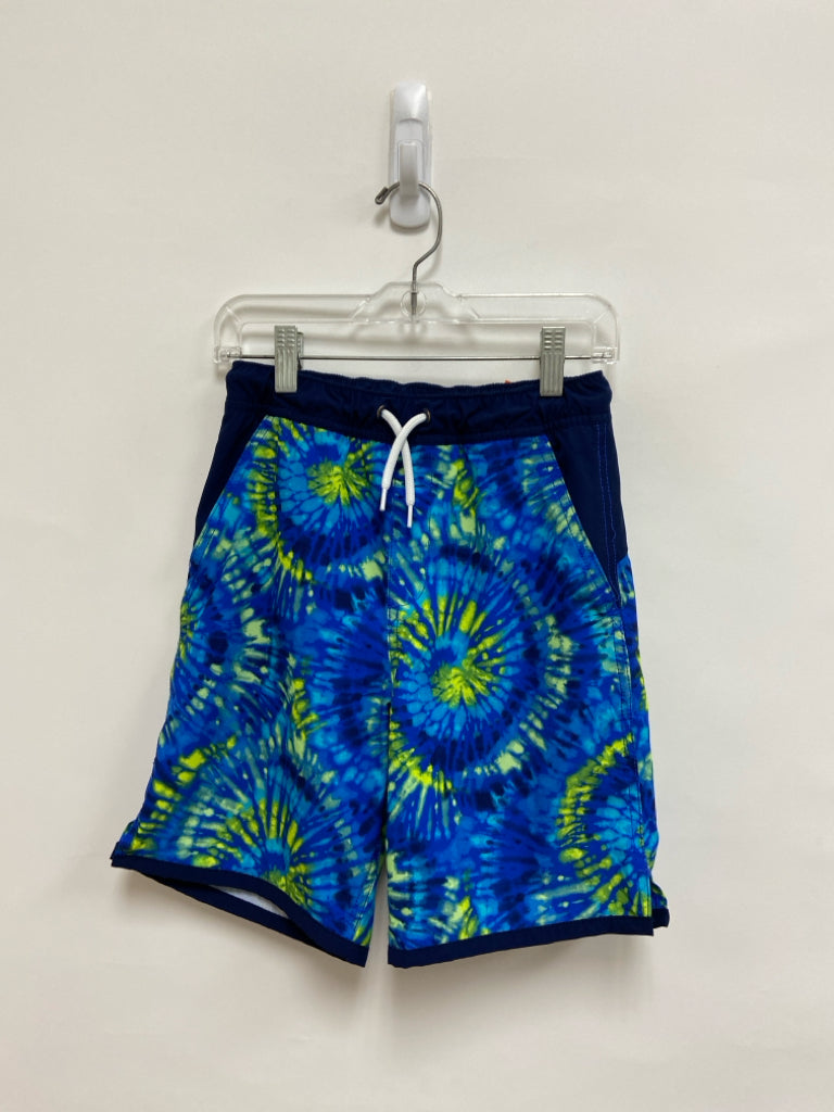 Lands End SIZE 10/12 Navy/Blue Neon Green Tie Dye Boy&
