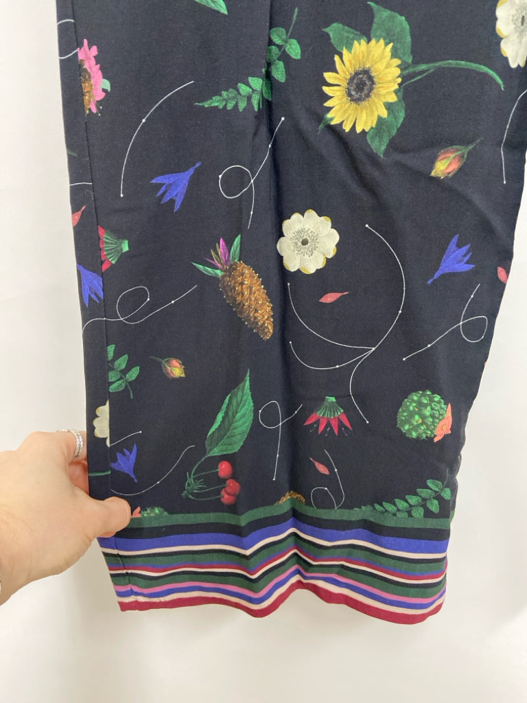 VILAGALLO Size S Black Multi Color Floral Pull-on Ladies Pants