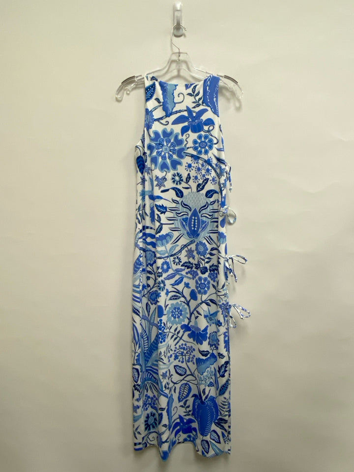 Gretchen Scott Size XS White/Navy Periwinkle Floral Maxi Ladies Dress