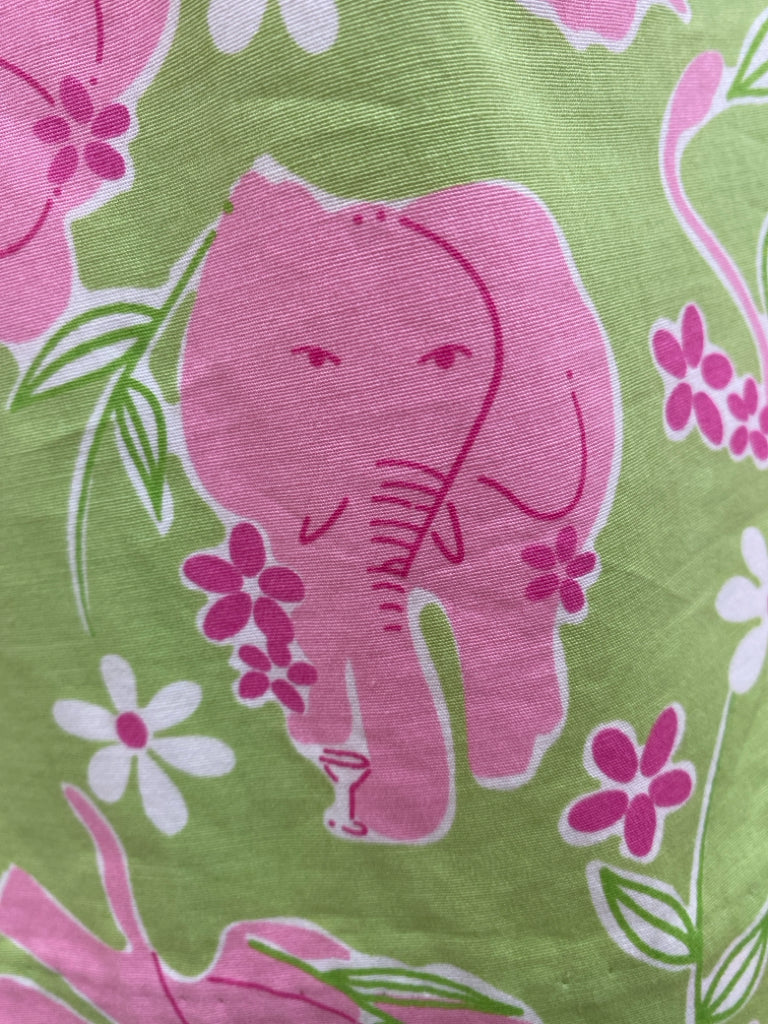 LILLY PULITZER Size 4 Green/Pink Elephant(s) Sleeveless Ladies Dress