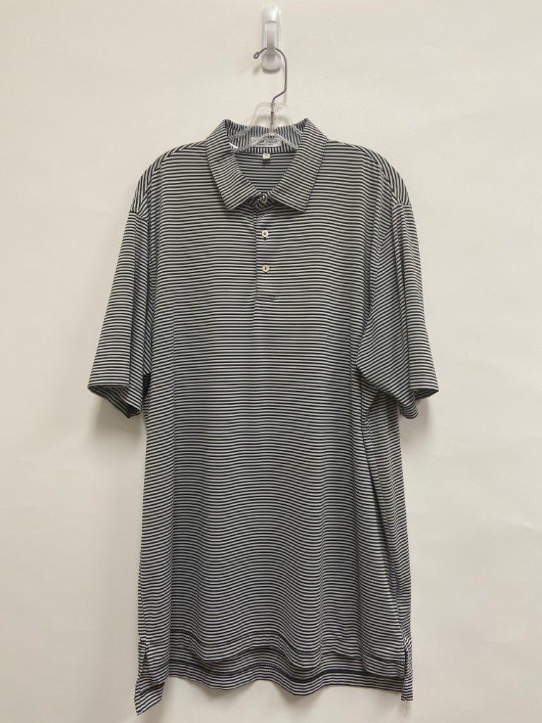 Peter Millar Size XL Black/Gray Stripes Polo Men&