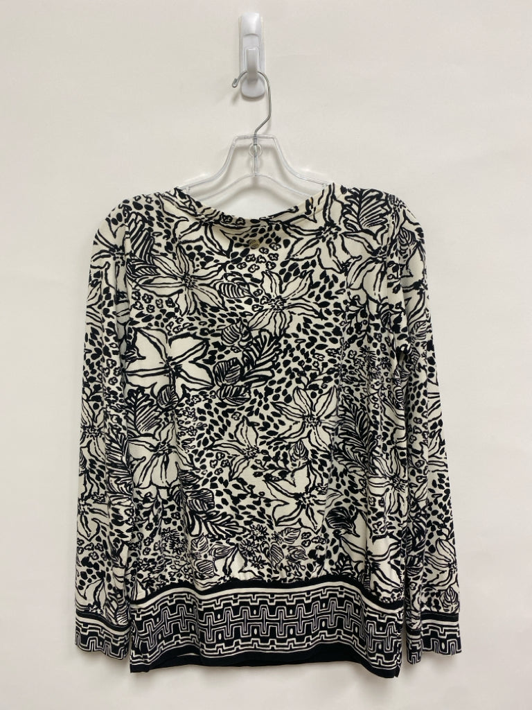 LILLY PULITZER Size S White Black Floral Ladies Top