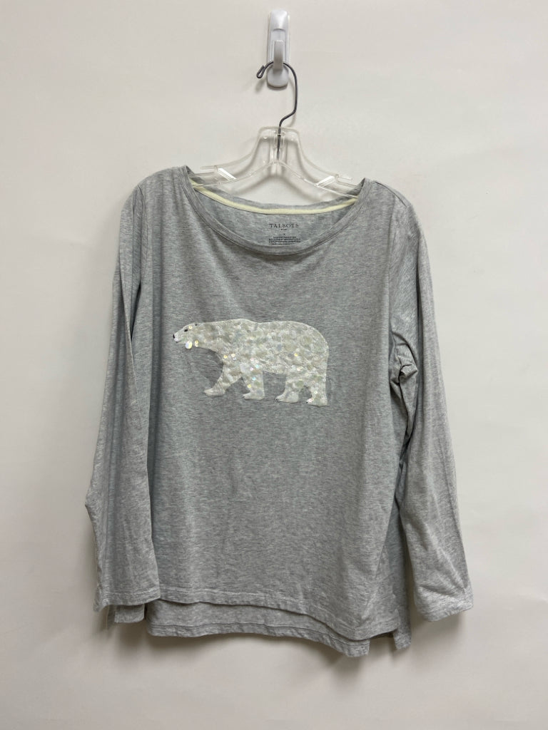 Talbots Size 14/16W Gray Polar Bear Long Sleeve Tee Plus Size Top