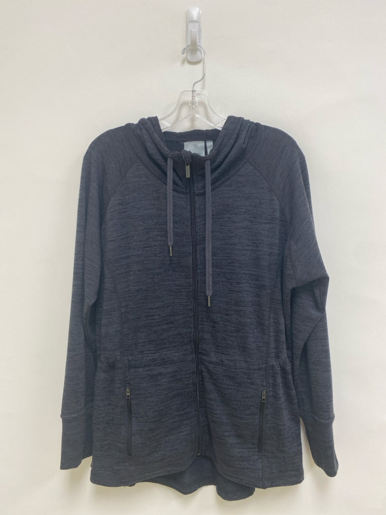 Athleta Size M Dark Gray Black Zip Down Hooded Athletic Jacket
