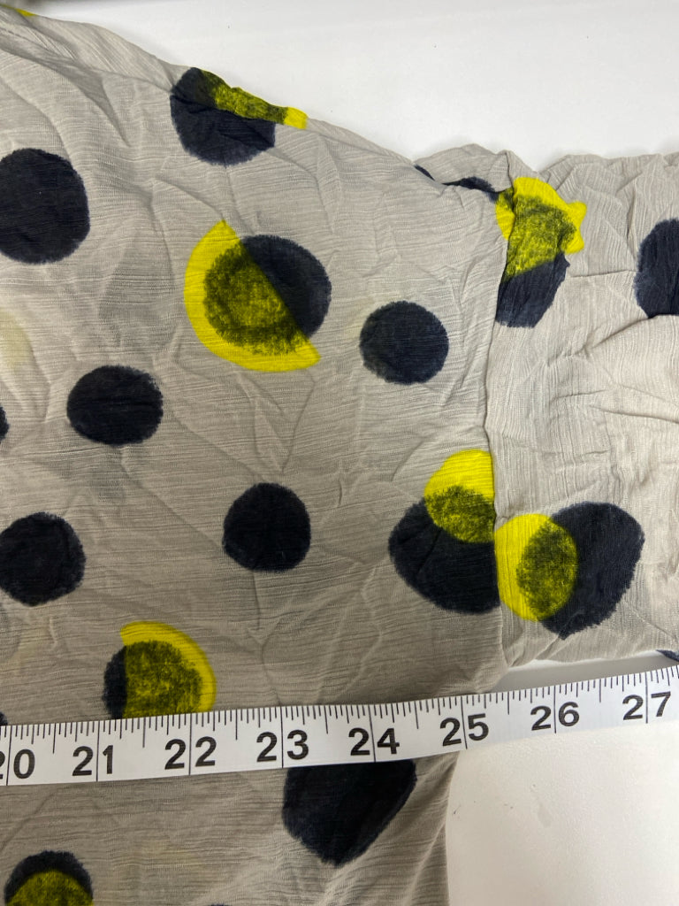 Chalet et ceci Size S Gray Yellow/Black Dots Ladies Top