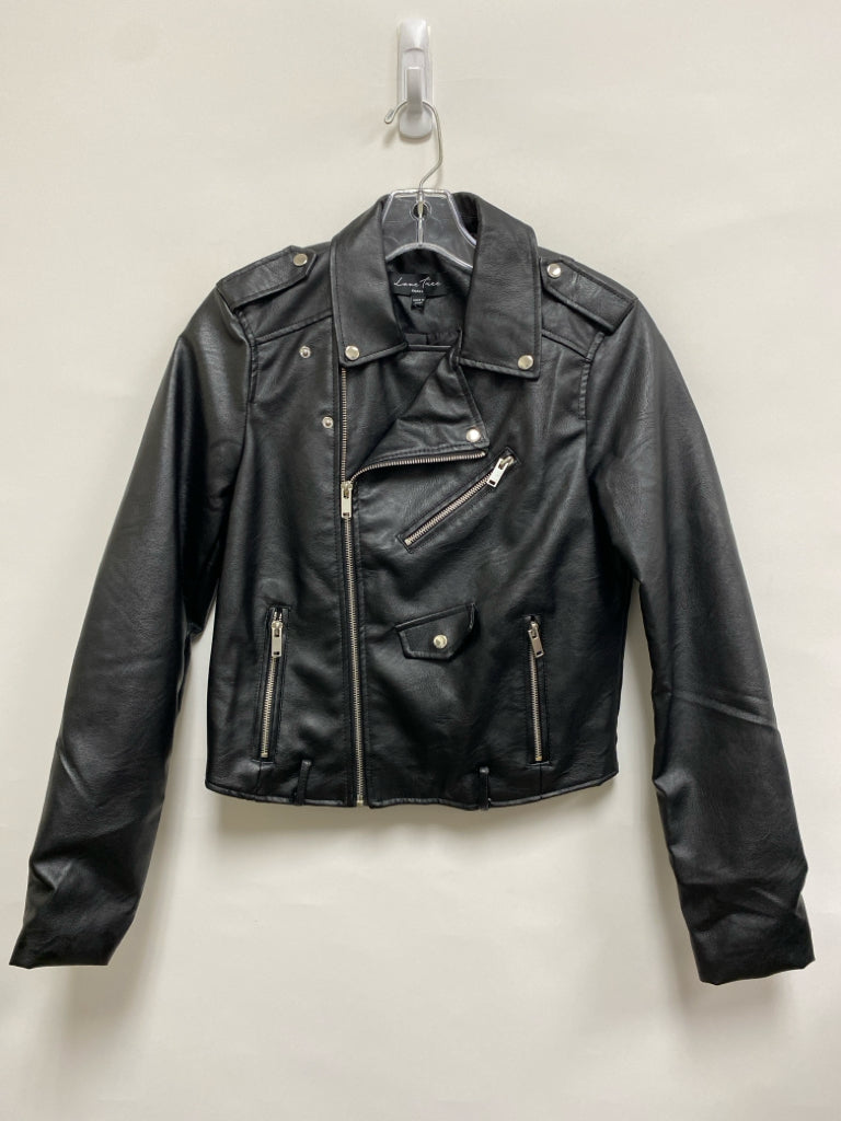 LOVE TREE Size S Black Zip Down Faux Leather Ladies Jacket