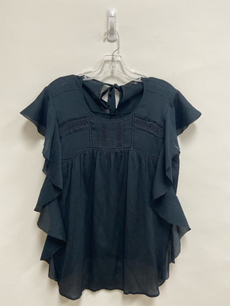 Ann Taylor Size M Charcoal Ruffles Short Sleeve Ladies Top