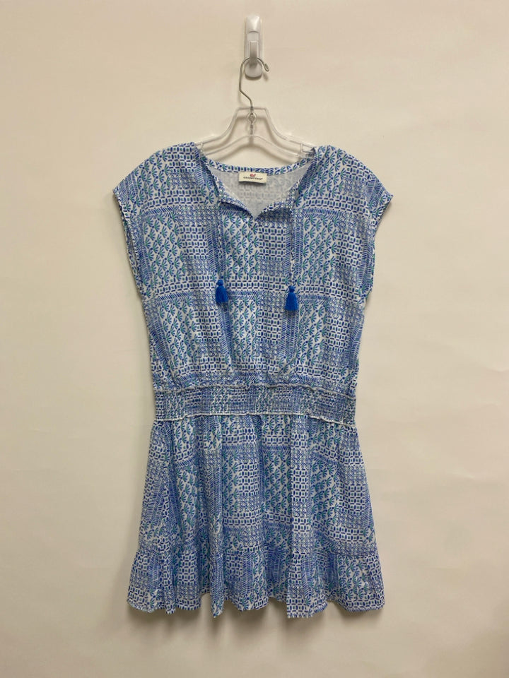 Vineyard Vines Size M White Blue/Aqua Assorted Print Ladies Dress