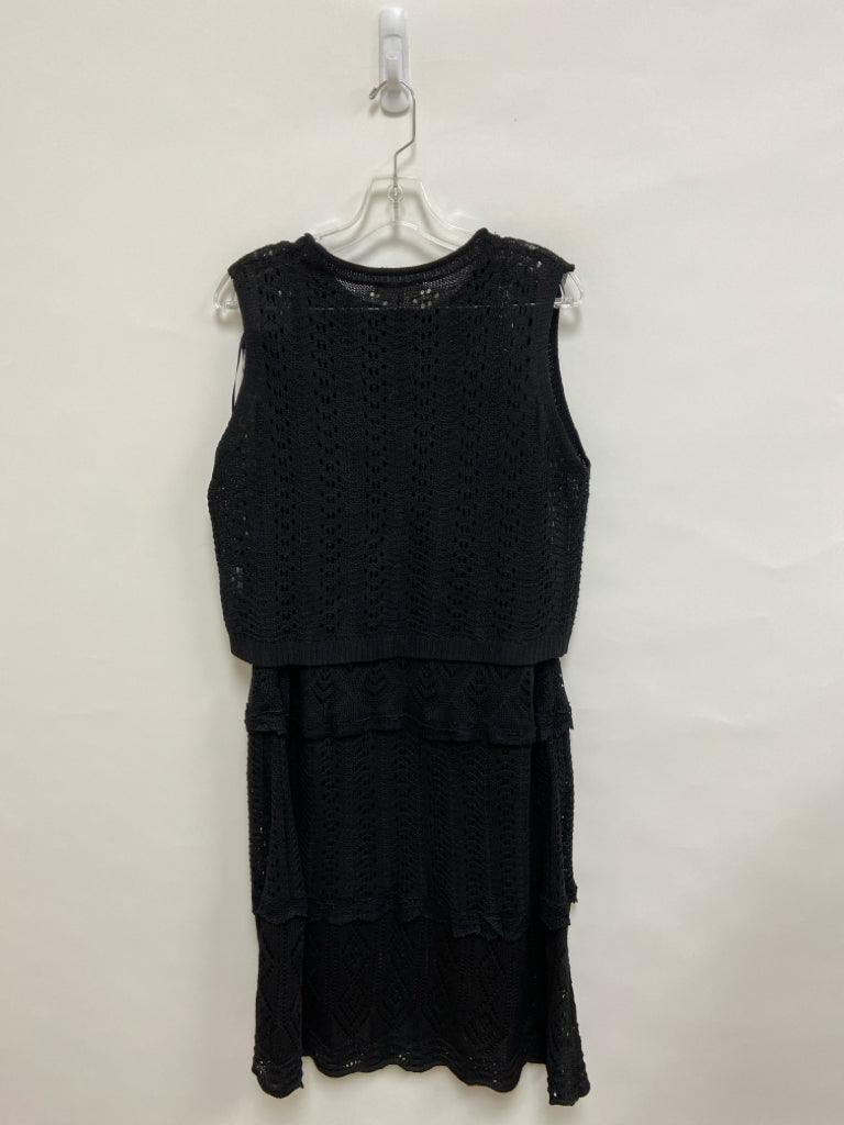 Solitaire Size L Black Sleeveless Crochet Ladies 2pc Pant Set