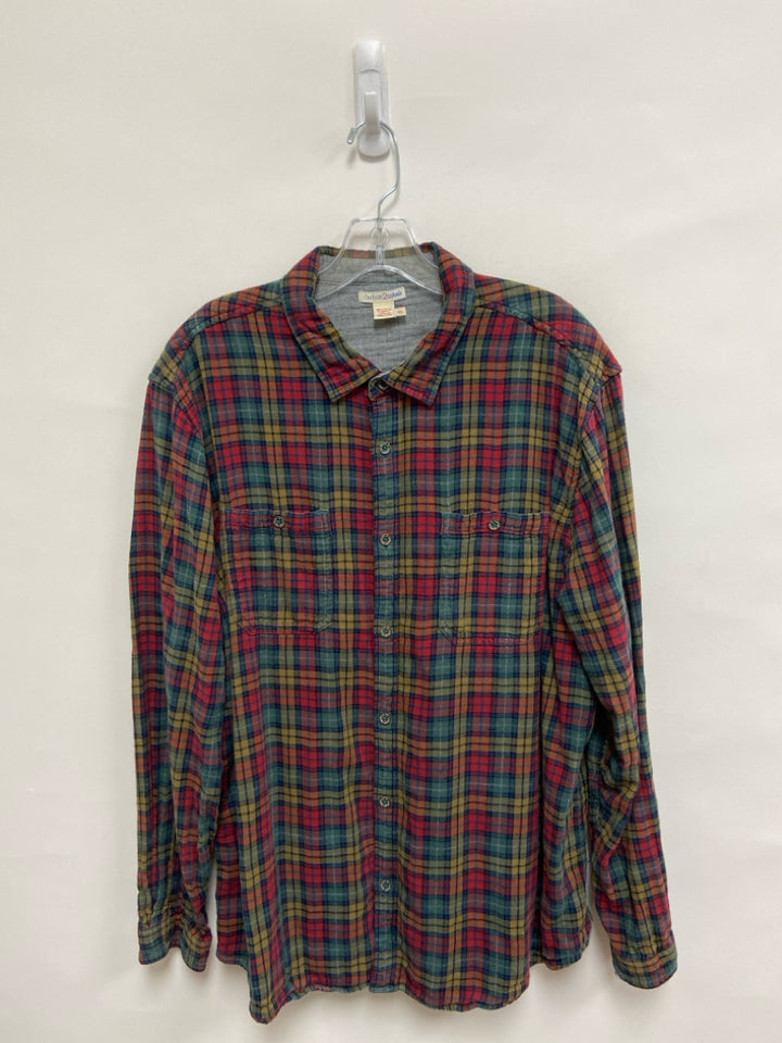 carbon2cobalt Size XL Red Tan/Green Plaid Flannel Men&