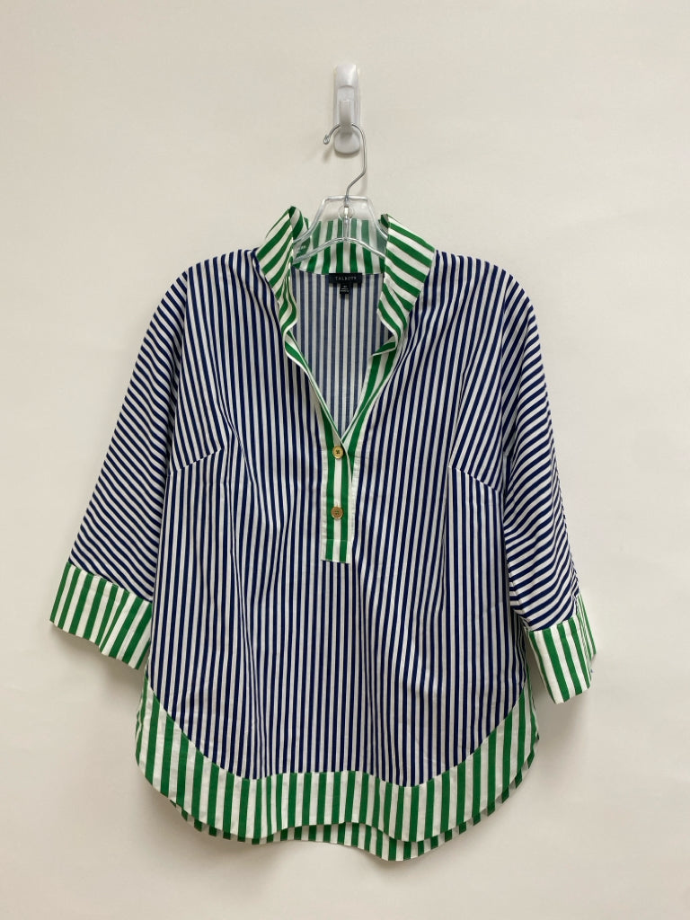 Talbots Size XS Green Navy/White Striped Ladies Top