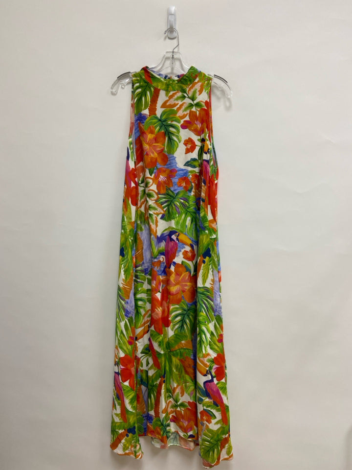 farmrio Size XL Green Orange/Blue Tropical Sleeveless Ladies Dress