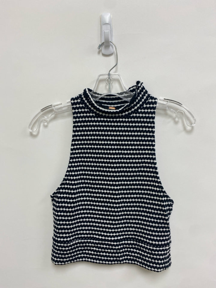 Free People Size S Black White Print Sleeveless Ladies Top
