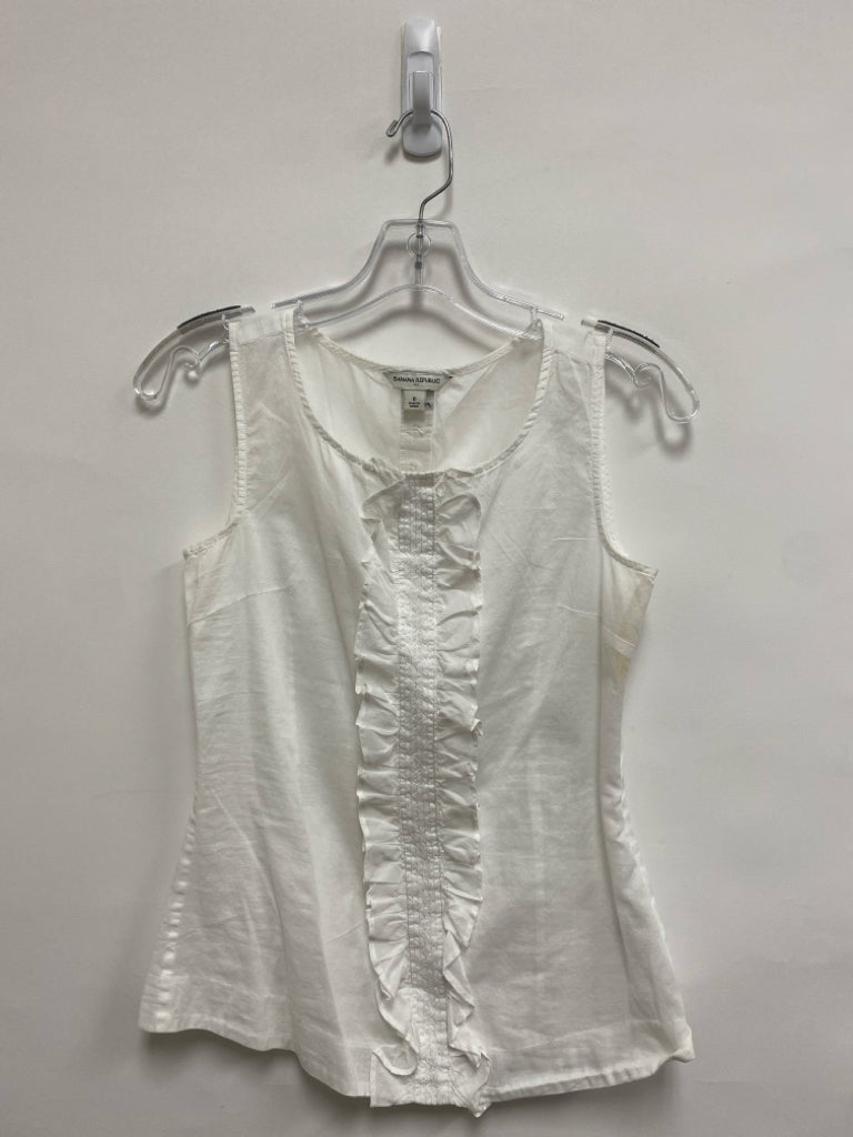 Banana Republic Size 0 White Ruffles Sleeveless Ladies Top