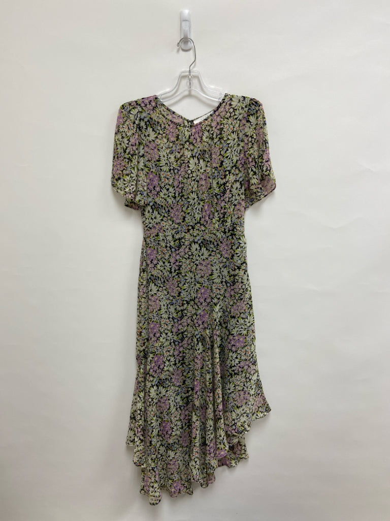 ASTR Size M Black/White Purple/Green Floral Maxi Sheer Ladies Dress