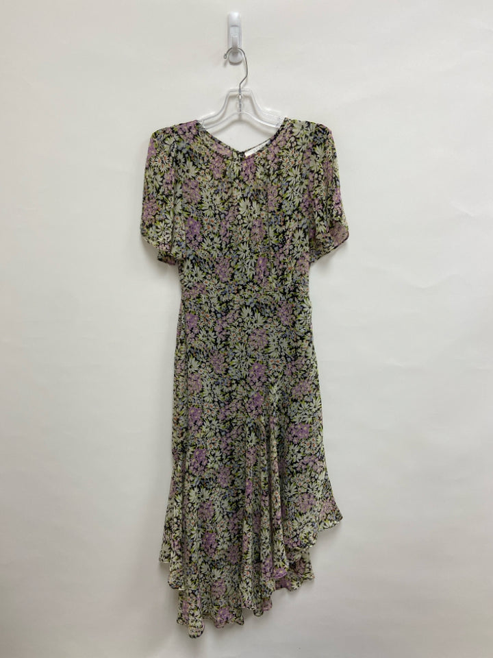 ASTR Size M Black/White Purple/Green Floral Maxi Sheer Ladies Dress