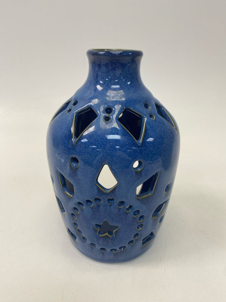 Blue Cut-Out Ceramic Candleholder(s)