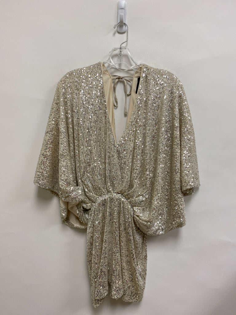 Size S Cream Silver Sequins Batwing Ladies Romper