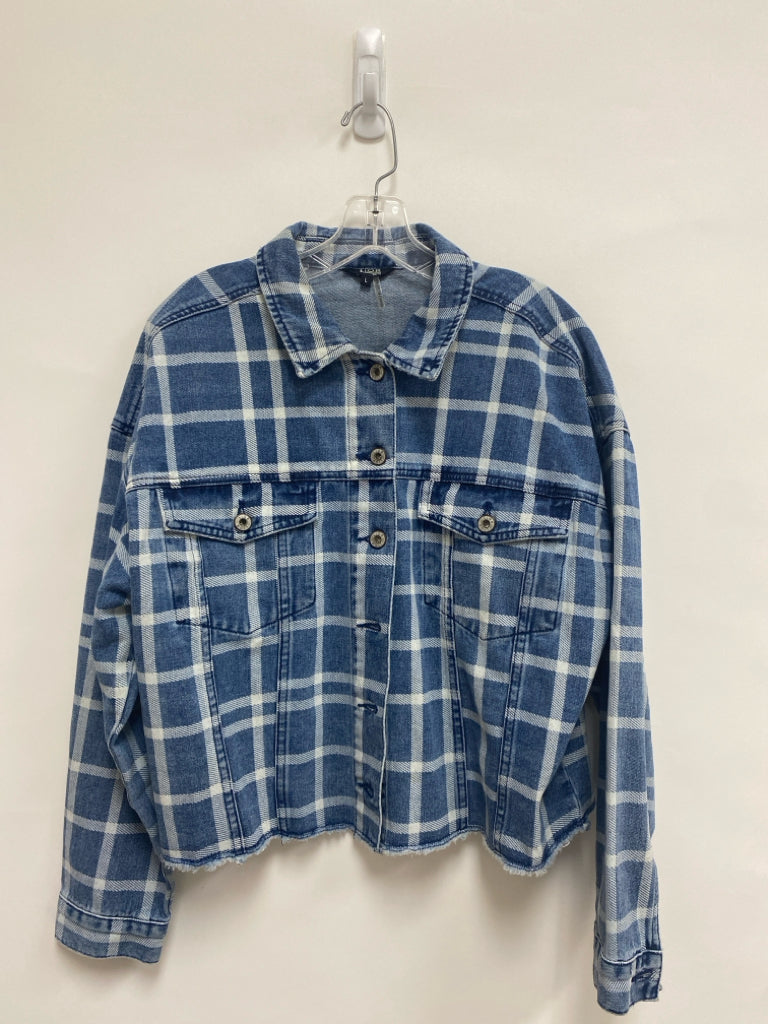 Lior Size L Blue White Plaid Denim Ladies Jacket