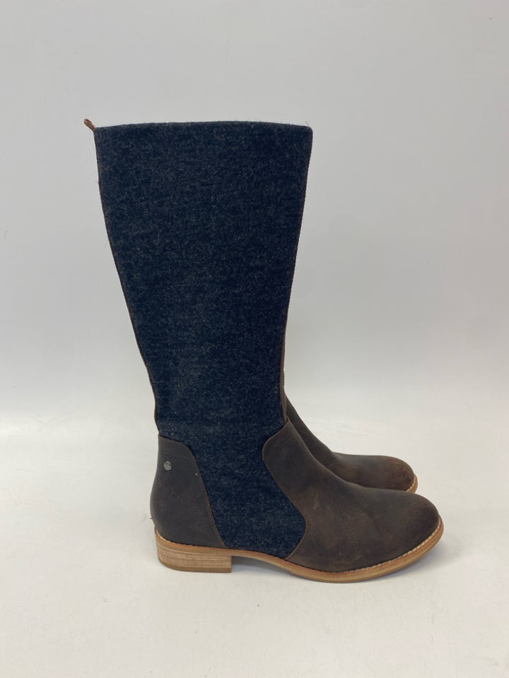 NWOT  Size 8 Brown/Black Side Zipper Wool Boots