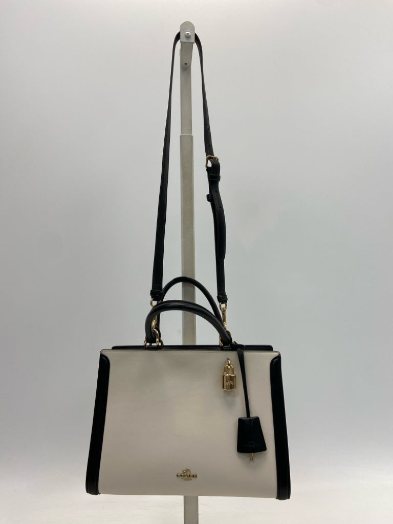 Coach  Size Cream Black Colorblock(s) Handbag