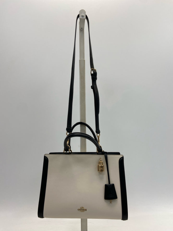 Coach  Size Cream Black Colorblock(s) Handbag