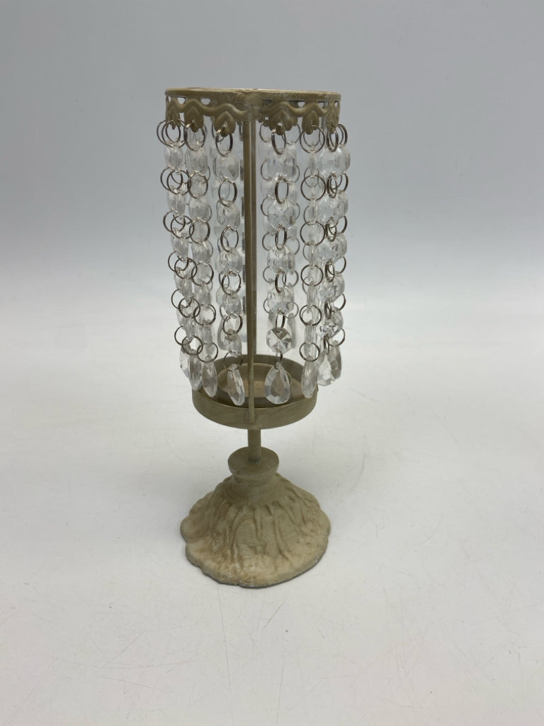 Cream Clear Jeweled Metal/Glass Candleholder(s)