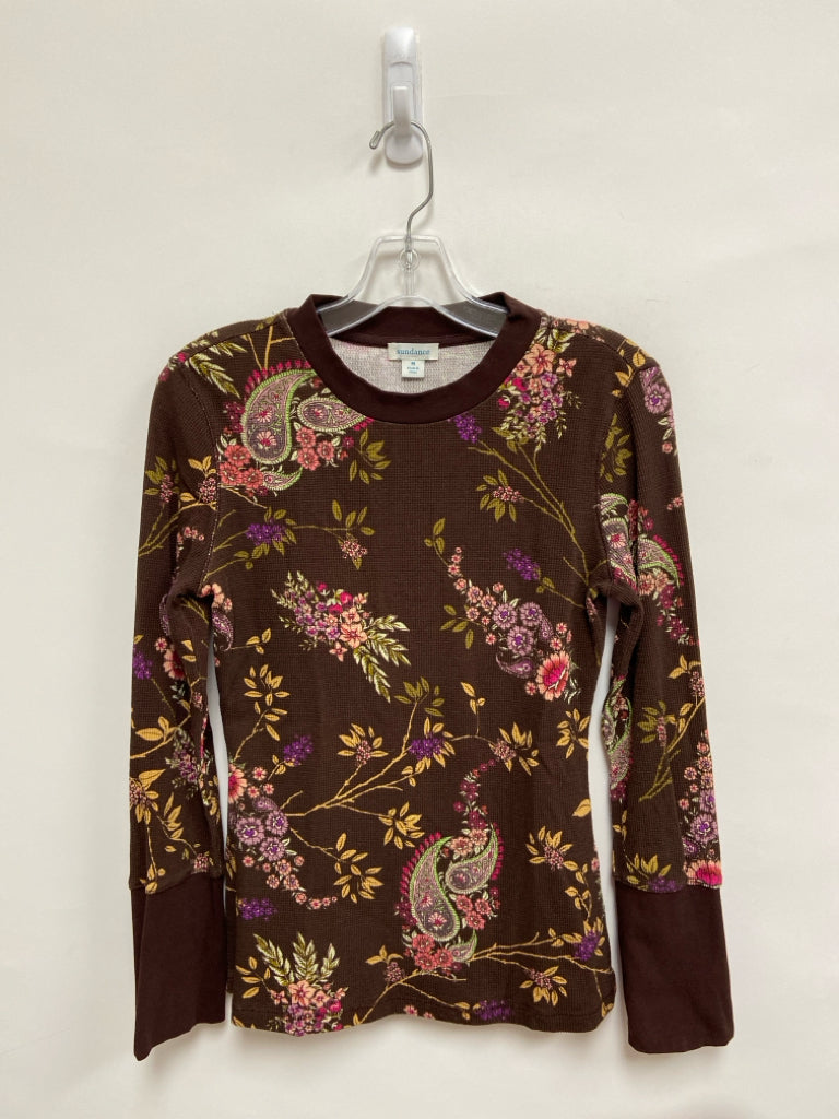 Sundance Size M Brown Pink/Multi Flowers Ladies Top