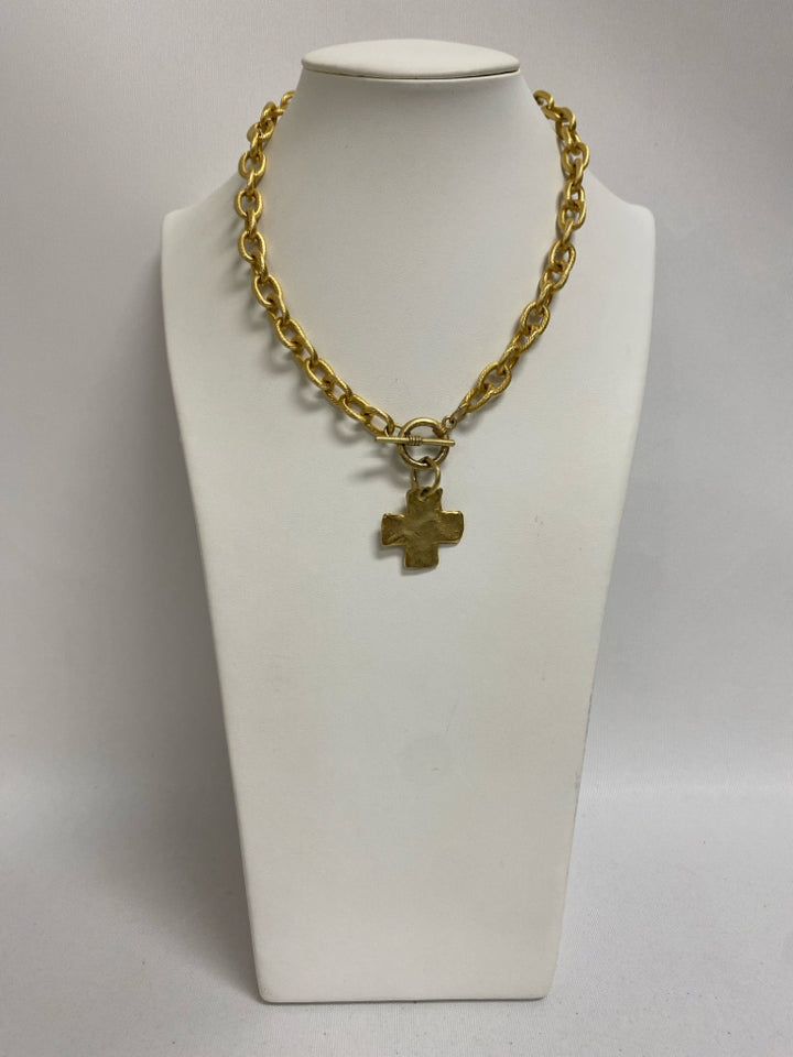 Susan Shaw Gold Color Cross Necklace